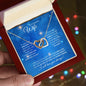 Wife (Christmas Blue Snowflake Card) - Interlocking Hearts Necklace