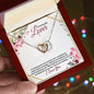To my Beautiful Lover (Burgundy Card) - Interlocking Hearts Necklace