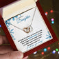 Adopted / Nonbiological Daughter (Blue Snowflake Christmas) - Interlocking Heart Necklace