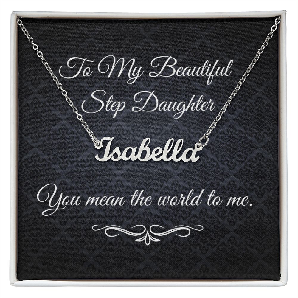 To My Beautiful Step Daughter ( Black Card ) - Custom Name Necklace
