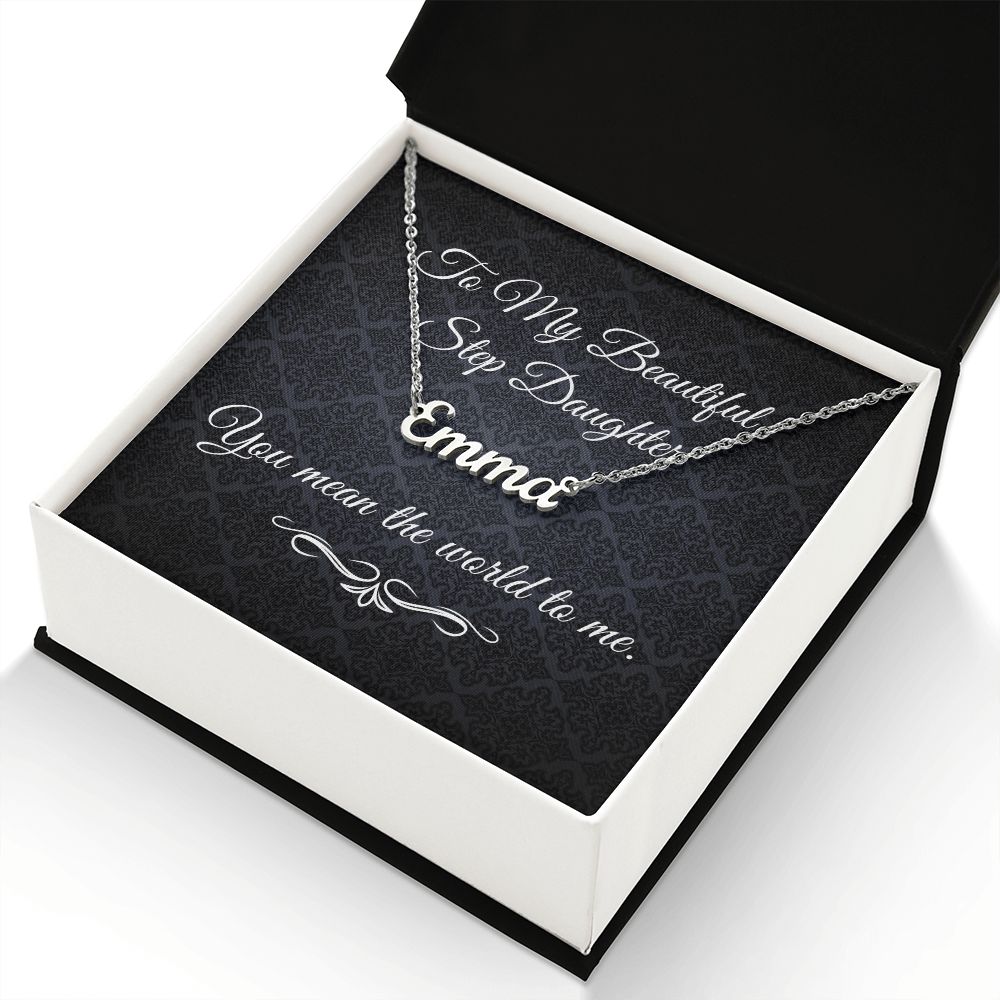To My Beautiful Step Daughter ( Black Card ) - Custom Name Necklace