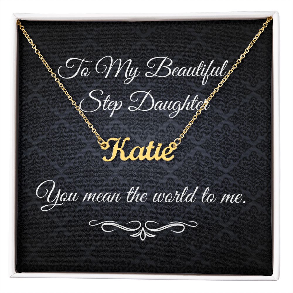 To My Beautiful Step Daughter ( Black Card ) - Custom Name Necklace