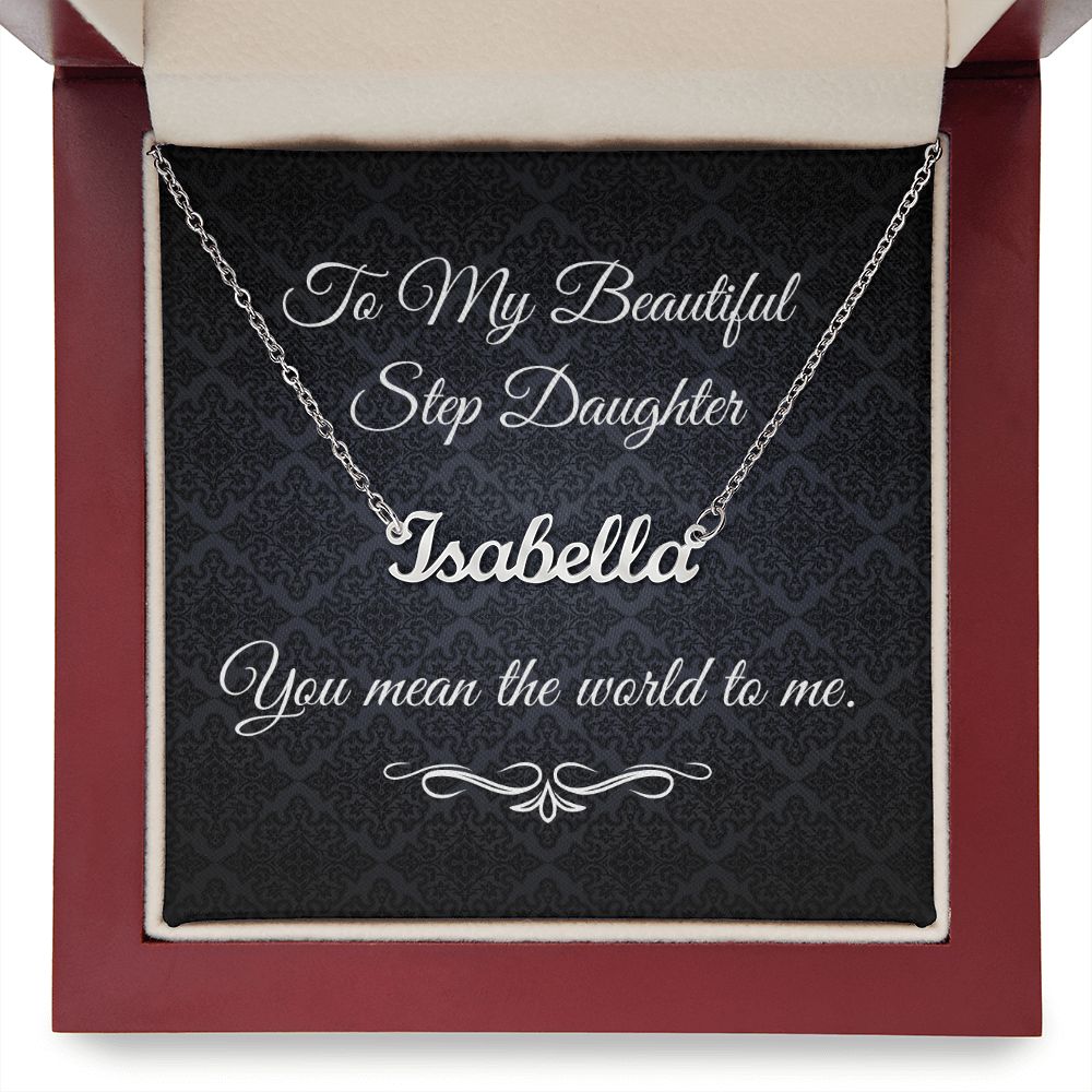 To My Beautiful Step Daughter ( Black Card ) - Custom Name Necklace