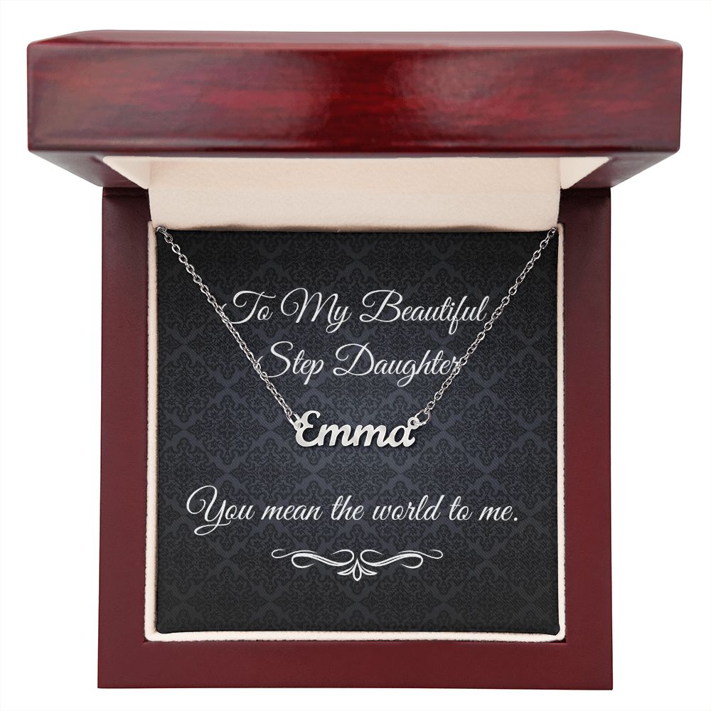 To My Beautiful Step Daughter ( Black Card ) - Custom Name Necklace