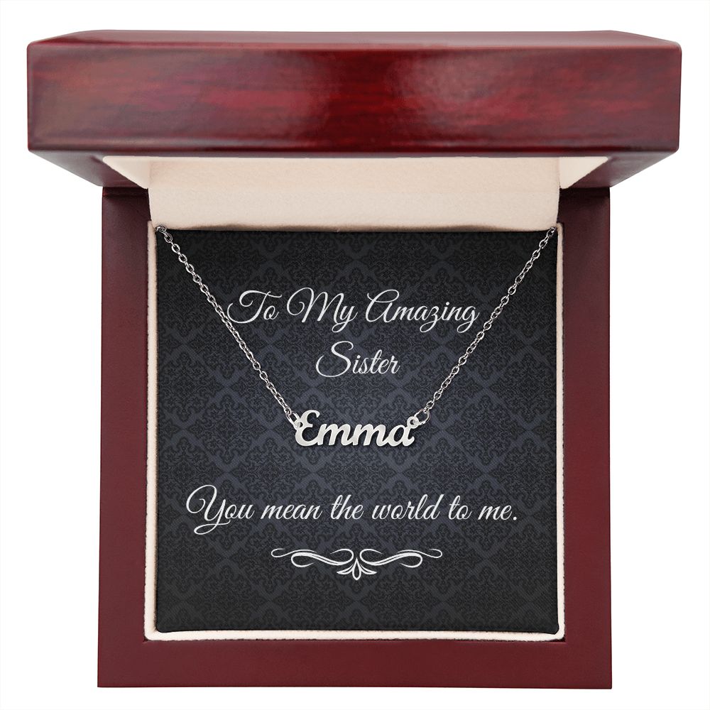 To My Amazing Sister ( Black Card ) - Custom Name Necklace