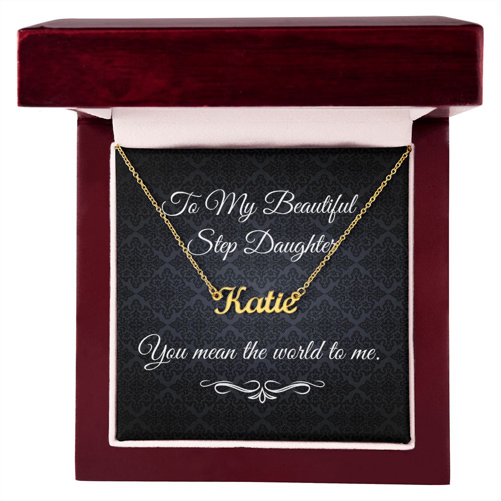 To My Beautiful Step Daughter ( Black Card ) - Custom Name Necklace