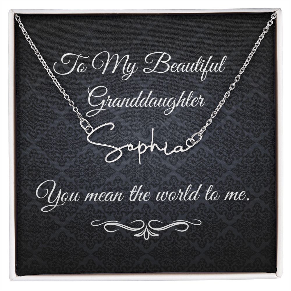 To My Beautiful Granddaughter (Black Tapestry) - Script Name Necklace