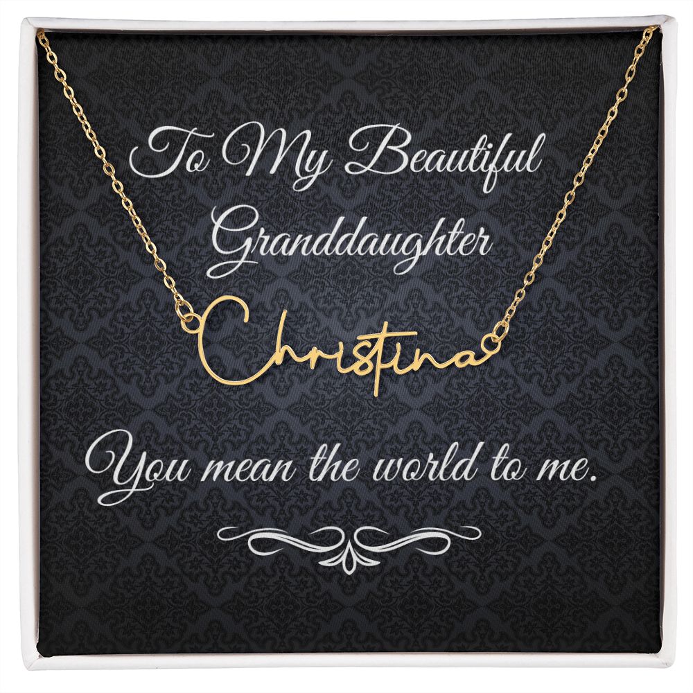 To My Beautiful Granddaughter (Black Tapestry) - Script Name Necklace