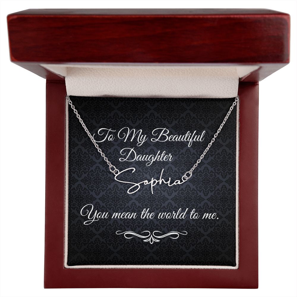 To My Beautiful Daughter (Black Tapestry) - Script Name Necklace
