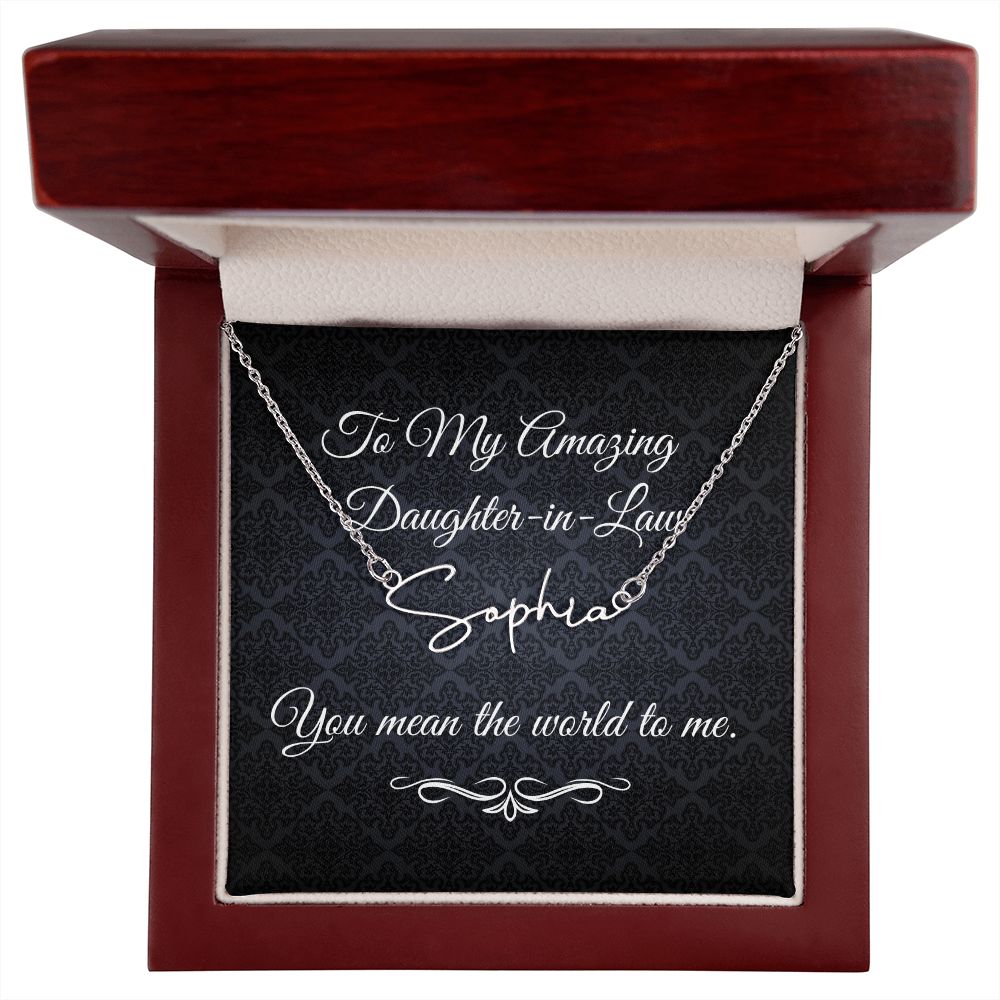 To My Beautiful Daughter-in-Law (Black Tapestry) - Script Name Necklace