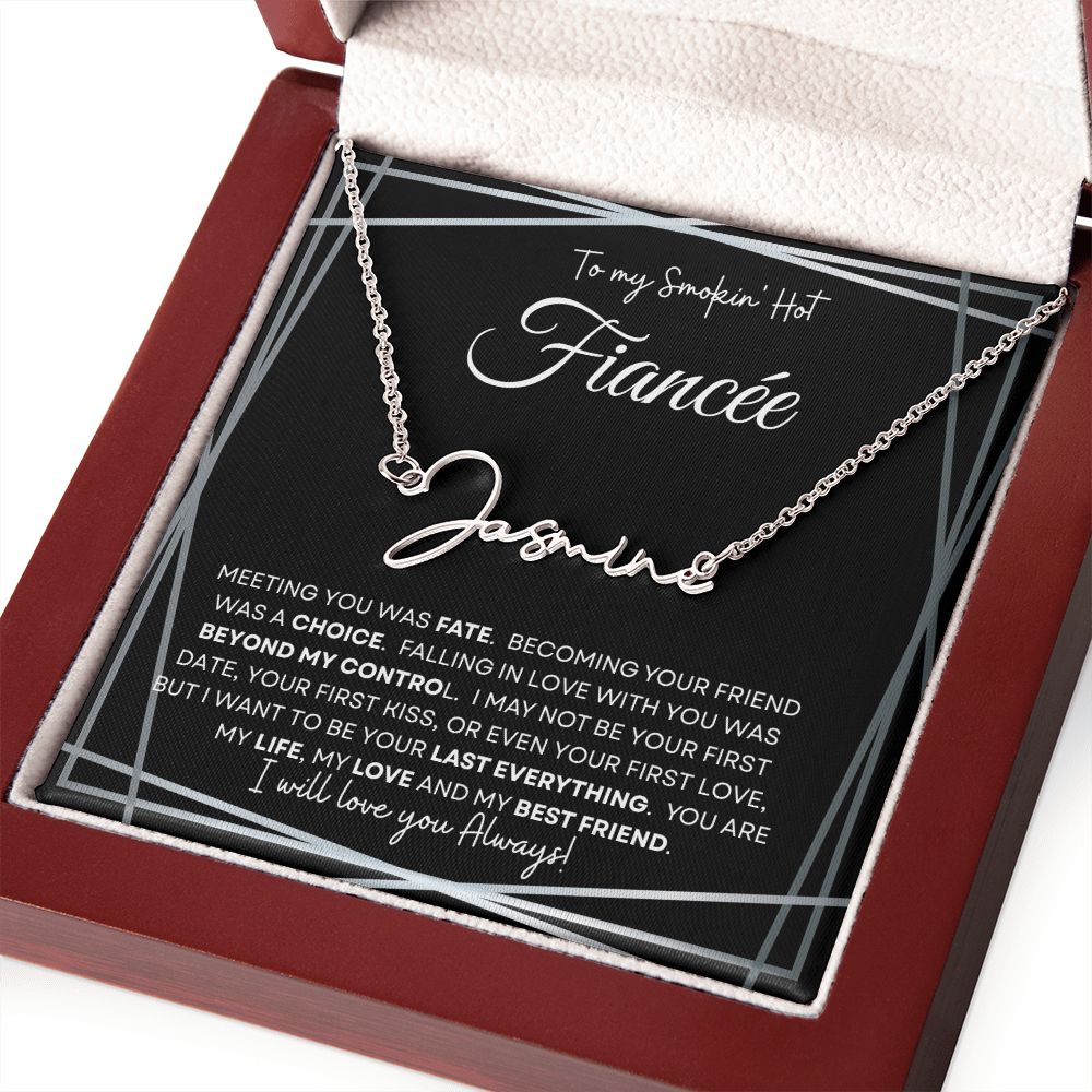 To My Smokin' Hot Fiancée / Fiancé (Black Tapestry) - Script Name Necklace