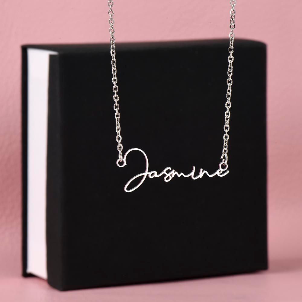 Custom Name Necklace (No Message Card) For daughter, granddaughter, sister, mother, aunt, niece, cousin, bestie, best friend, grandmother, wife, future wife, fiancé, lover, girlfriend - Signature Script Name Necklace