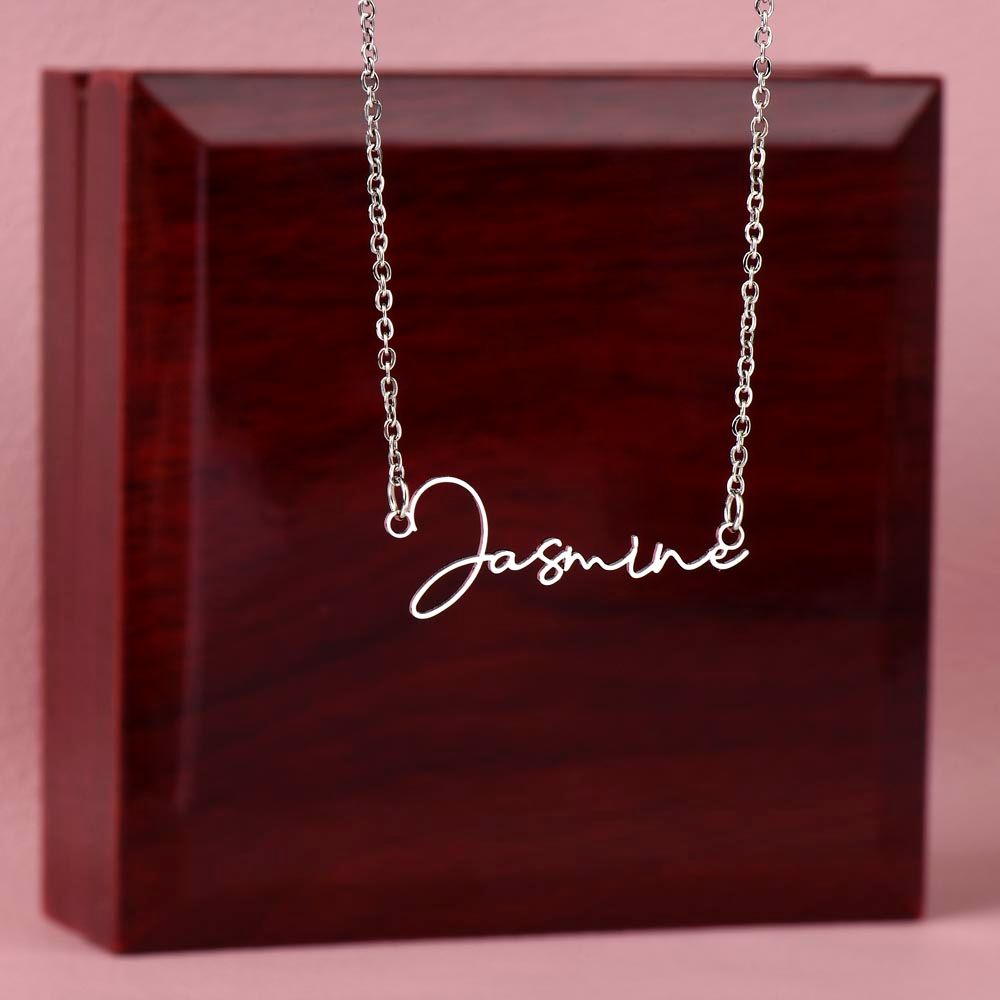 Custom Name Necklace (No Message Card) For daughter, granddaughter, sister, mother, aunt, niece, cousin, bestie, best friend, grandmother, wife, future wife, fiancé, lover, girlfriend - Signature Script Name Necklace