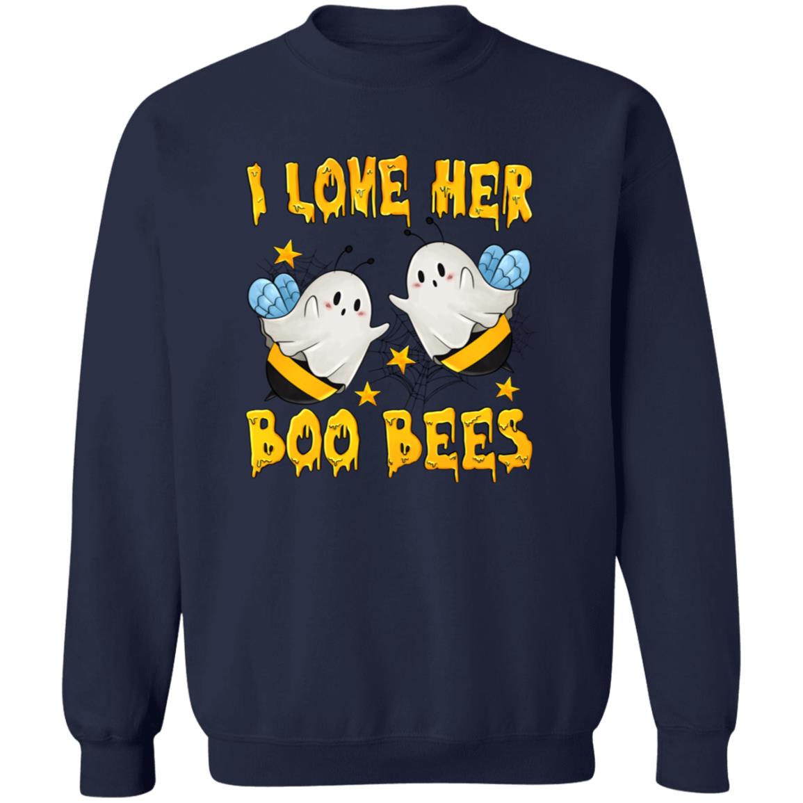 I love her BOO BEES (Halloween) - G180 Crewneck Pullover Sweatshirt