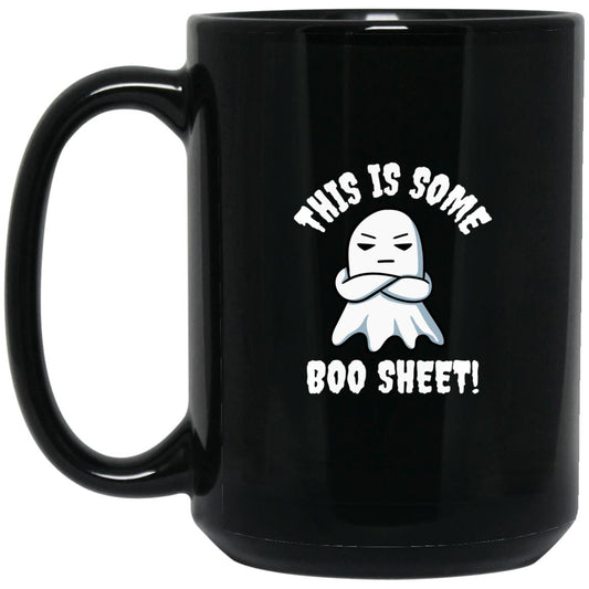 BOO SHEET (Halloween)  -  15 oz. Black Mug
