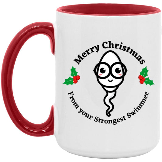 Merry Christmas From Your Strongest Swimmer (Glasses Christmas Sperm)15oz Accent Mug