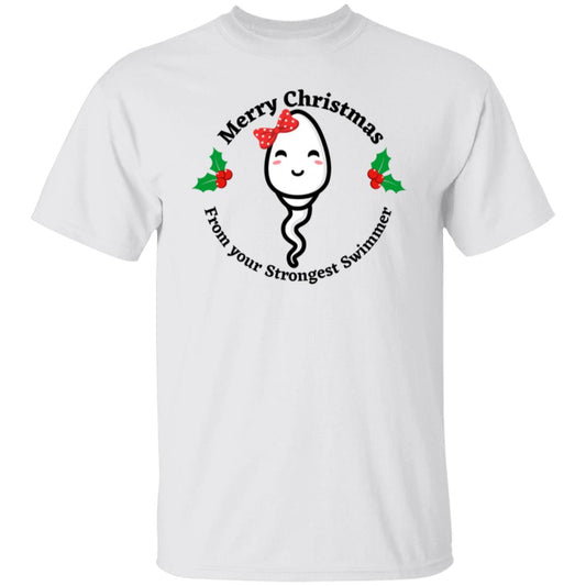 Merry Christmas From Your Strongest Swimmer (Red Bow Sperm)G500 5.3 oz. T-Shirt
