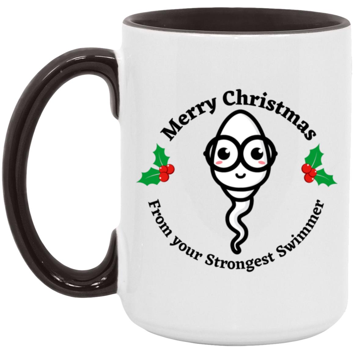 Merry Christmas From Your Strongest Swimmer (Glasses Christmas Sperm)15oz Accent Mug
