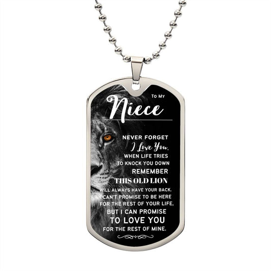 To My Niece (This Old Lion) - Dog Tag Necklace
