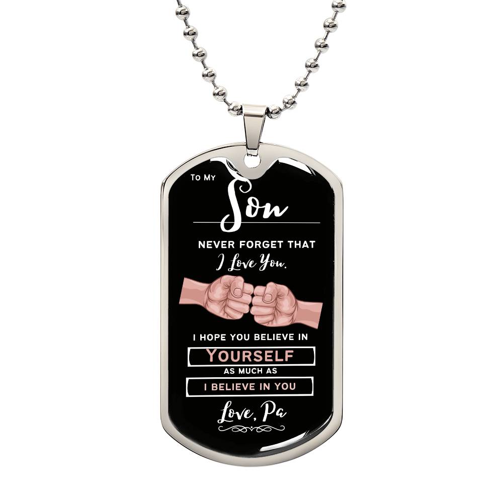 Custom - To My Son, Love Pa (Fist Bump) - Graphic Dog Tag