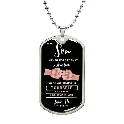 Custom - To My Son, Love Pa (Fist Bump) - Graphic Dog Tag