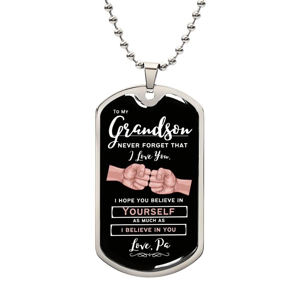 To My Grandson, From Pa (Fist Bump) - Dog Tag Necklace