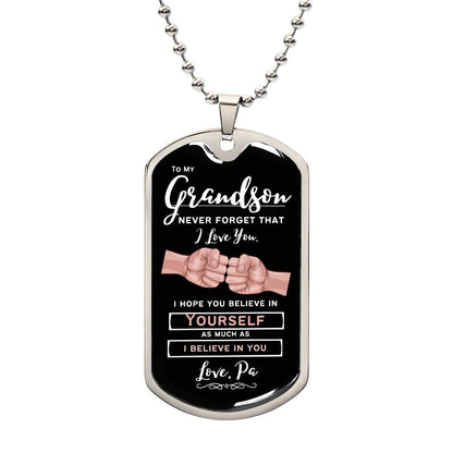 To My Grandson, From Pa (Fist Bump) - Dog Tag Necklace