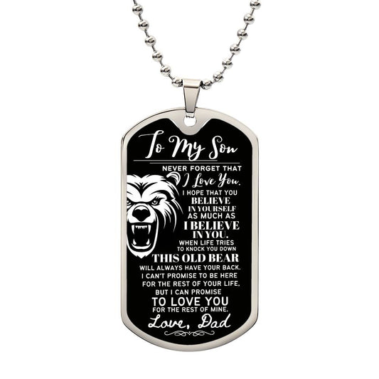 To My Son From Dad (This Old Bear) - Dog Chain Necklace