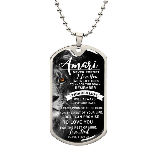 Private for Ron ( Amari) - Lion Dog Tag Necklace