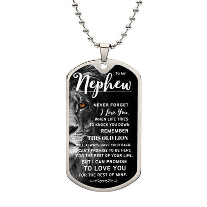 To My Nephew (This Old Lion) - Dog Tag Necklace