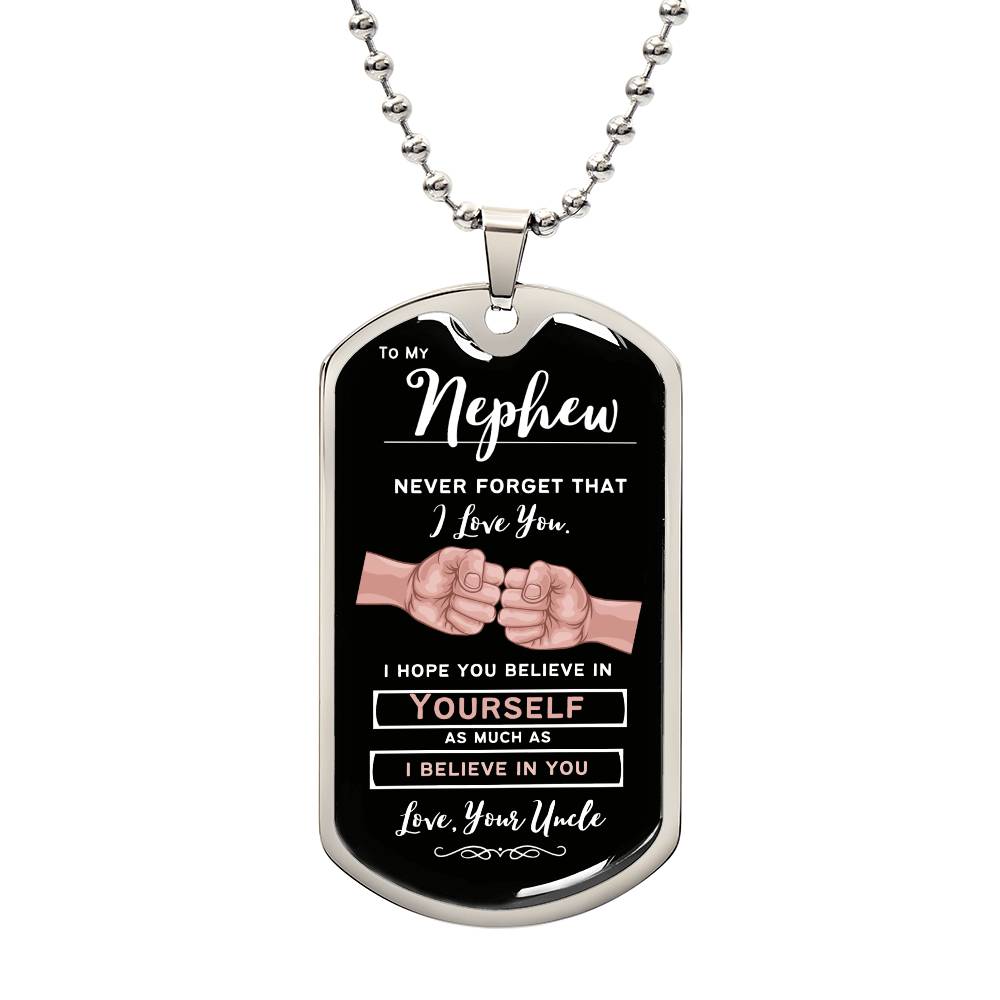 To My Nephew (Fist Bump) From Uncle - Dog Tag Necklace