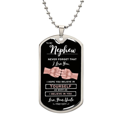 To My Nephew (Fist Bump) From Uncle - Dog Tag Necklace