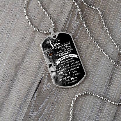 To My Son From Mom (Larger Lion) - Dog Tag Necklace