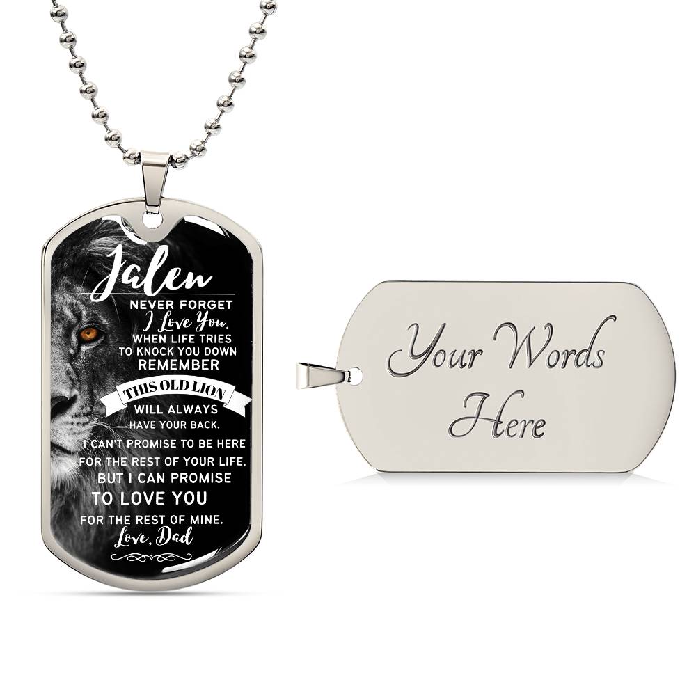 Private for Ron (Jalen) - Lion Dog tag necklace