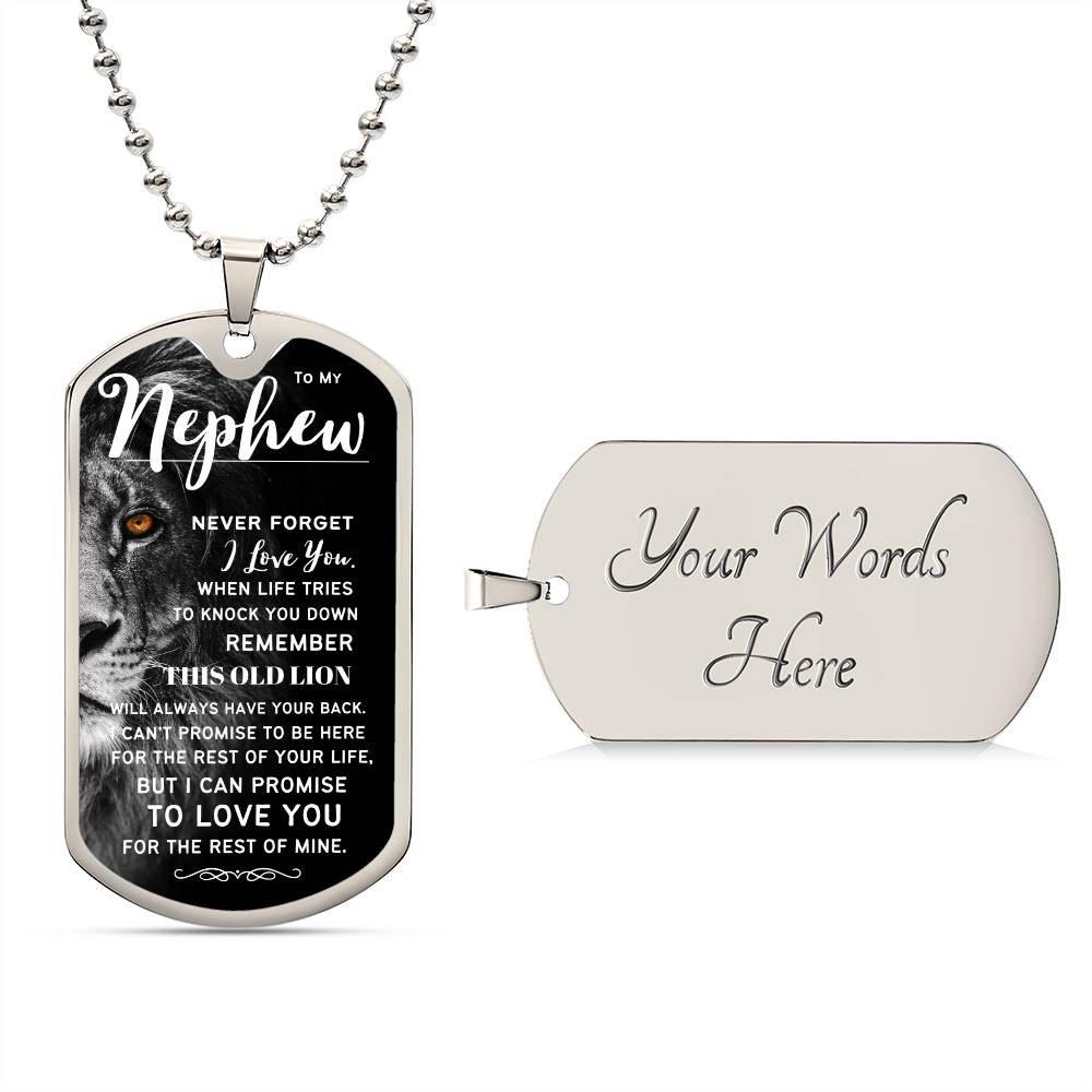To My Nephew (This Old Lion) - Dog Tag Necklace