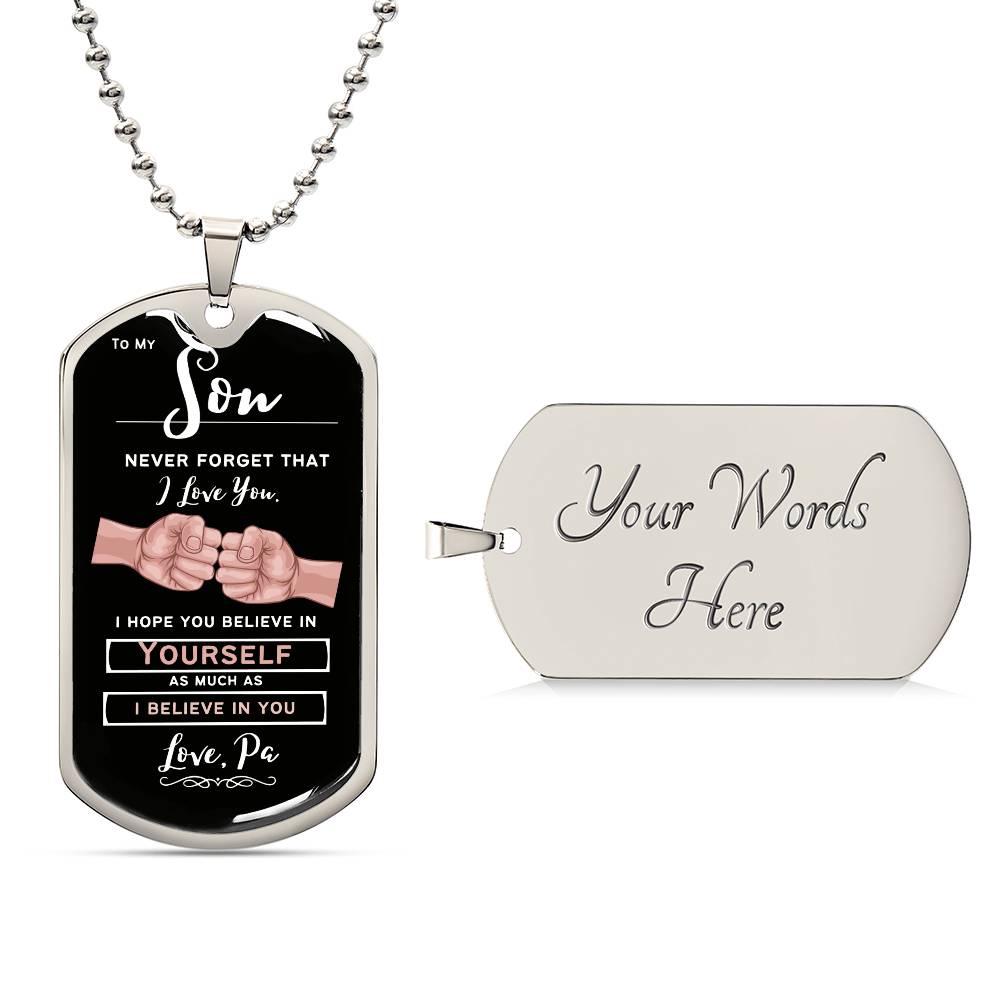 Custom - To My Son, Love Pa (Fist Bump) - Graphic Dog Tag