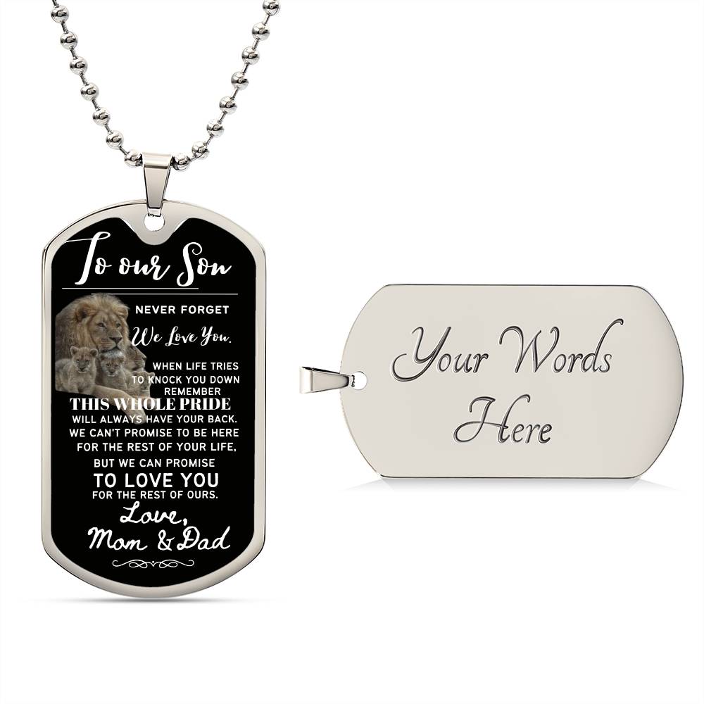 To Our Son (This Whole Pride has your back) - Dog Tag Necklace