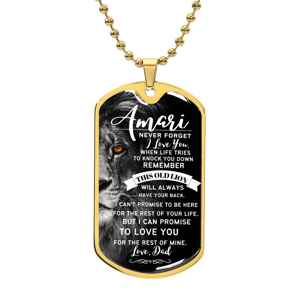 Private for Ron ( Amari) - Lion Dog Tag Necklace