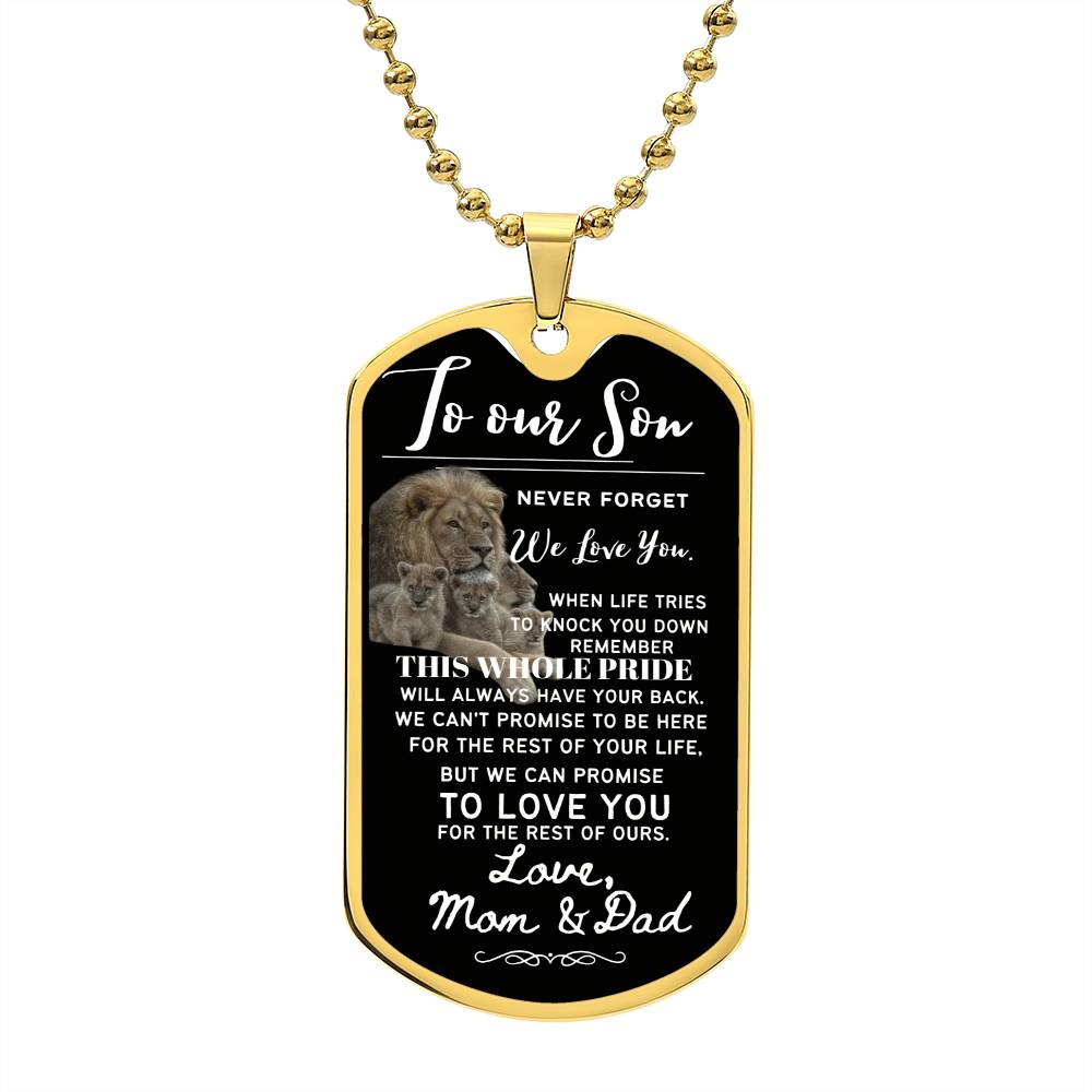 To Our Son (This Whole Pride has your back) - Dog Tag Necklace