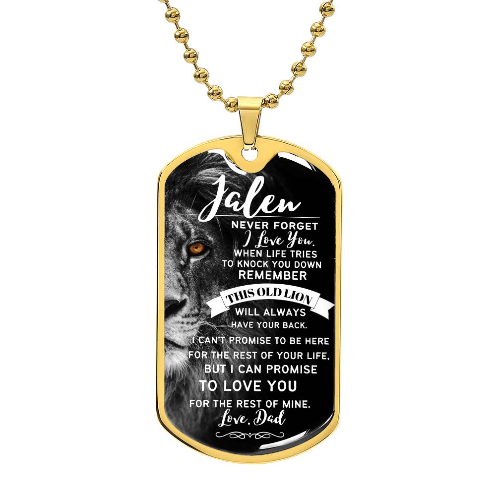 Private for Ron (Jalen) - Lion Dog tag necklace