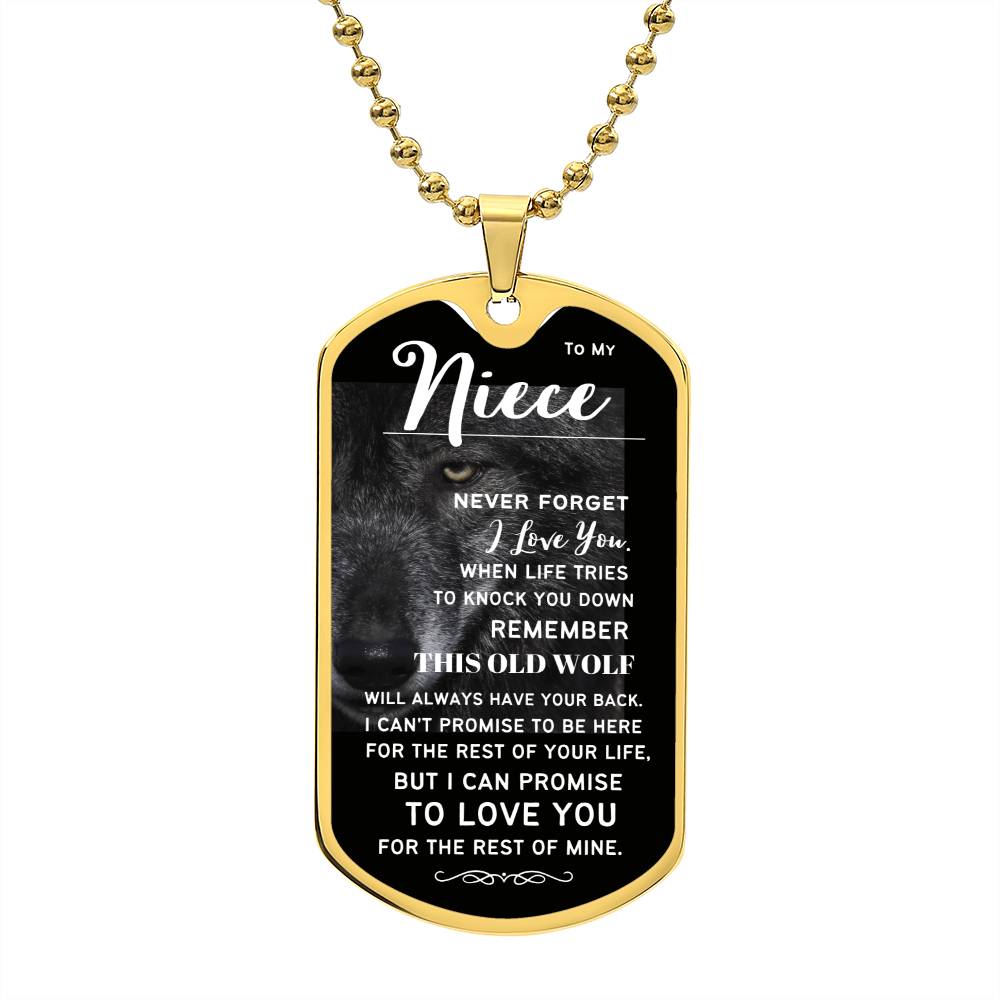To My Niece (This Old Wolf) - Dog Tag Necklace