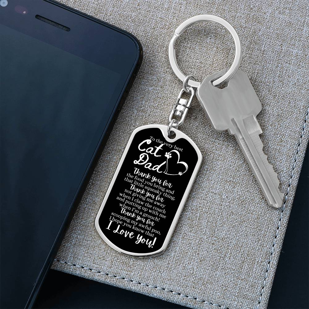 To the Very Best Cat Dad - Dog Tag Swivel Keychain