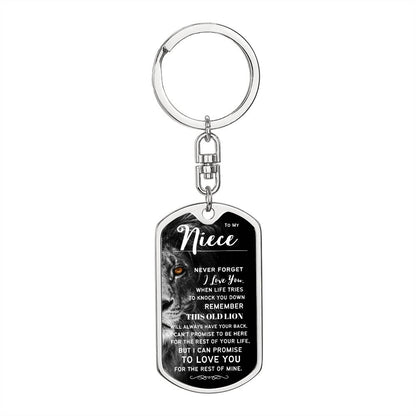 To My Niece (This Old Lion) - Swivel Dog Tag Keychain