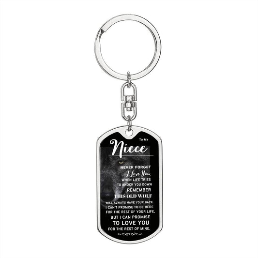 To My Niece (This Old Wolf) - Swivel Dog Tag Keychain