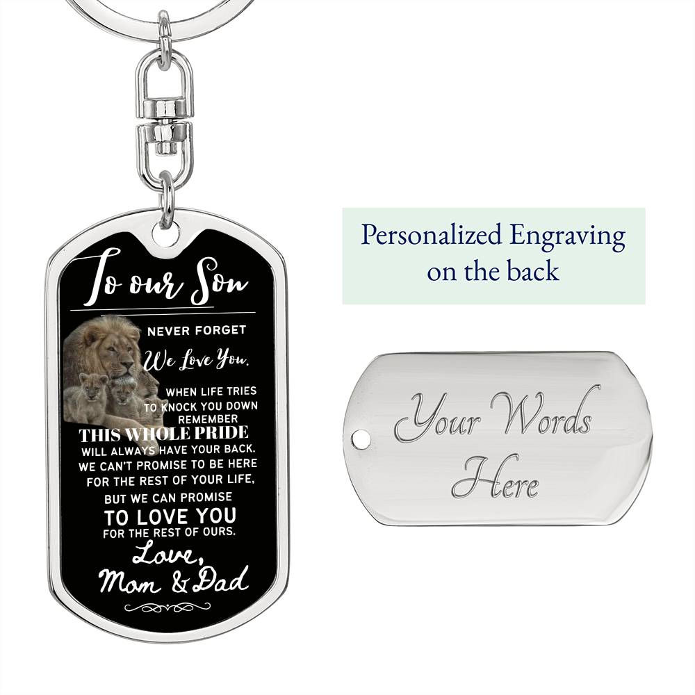 To Our Son (This Whole Pride has your back) - Swivel Dog Tag Keychain