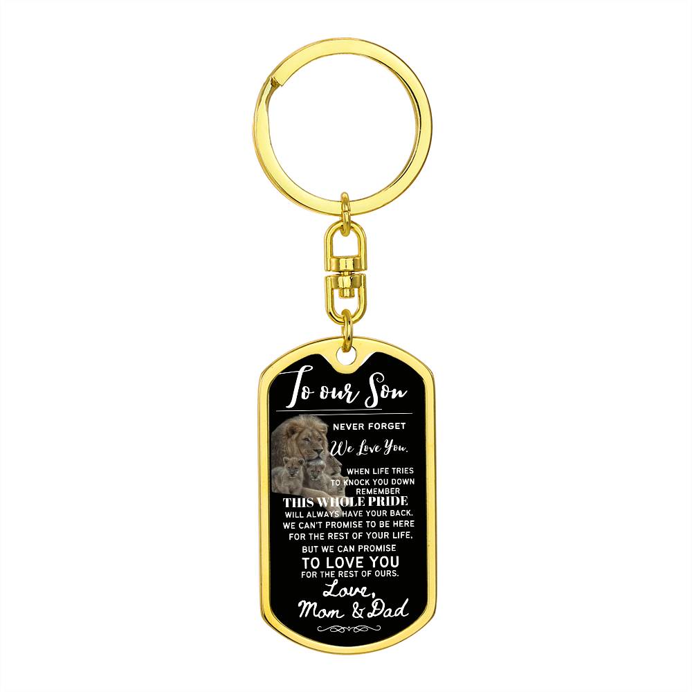 To Our Son (This Whole Pride has your back) - Swivel Dog Tag Keychain