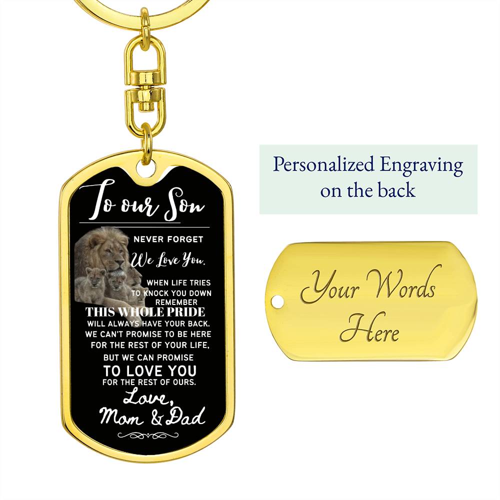 To Our Son (This Whole Pride has your back) - Swivel Dog Tag Keychain