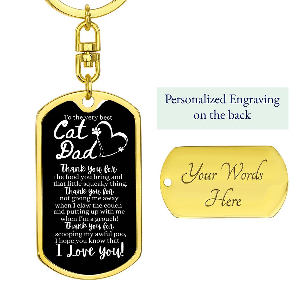 To the Very Best Cat Dad - Dog Tag Swivel Keychain