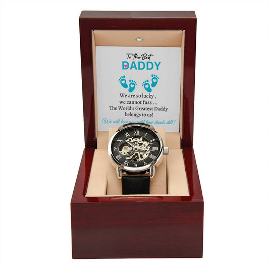 New Daddy / Father to Be (twin boys) - Men's Openwork Watch