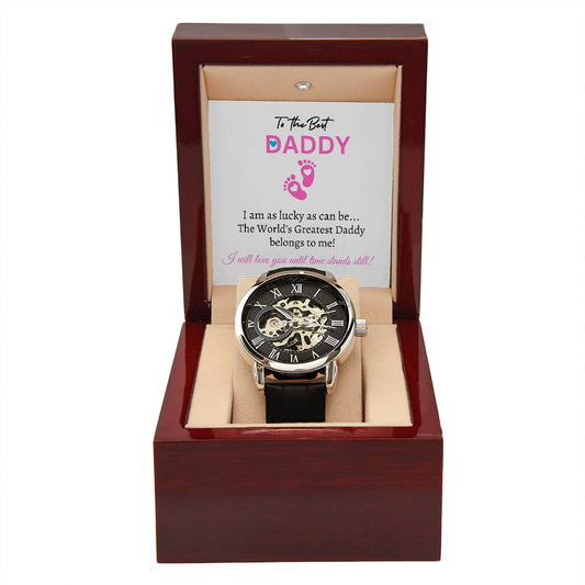 New Daddy / Father's Day (Pink Card) - Men's Openwork Watch